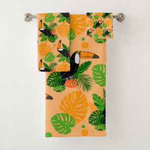 Tropischer Toucan Bird Nahtloses Muster Badhandtuch Set
