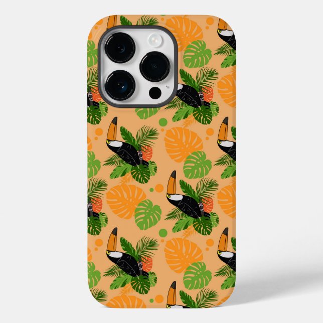 Tropischer Toucan Bird Nahtloses Muster Case-Mate iPhone 14 Pro Hülle (Rückseite)