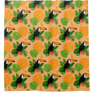 Tropischer Toucan Bird Nahtloses Muster Duschvorhang