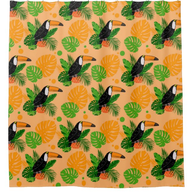 Tropischer Toucan Bird Nahtloses Muster Duschvorhang (Vorderseite)