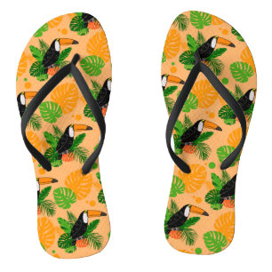 Tropischer Toucan Bird Nahtloses Muster Flip Flops