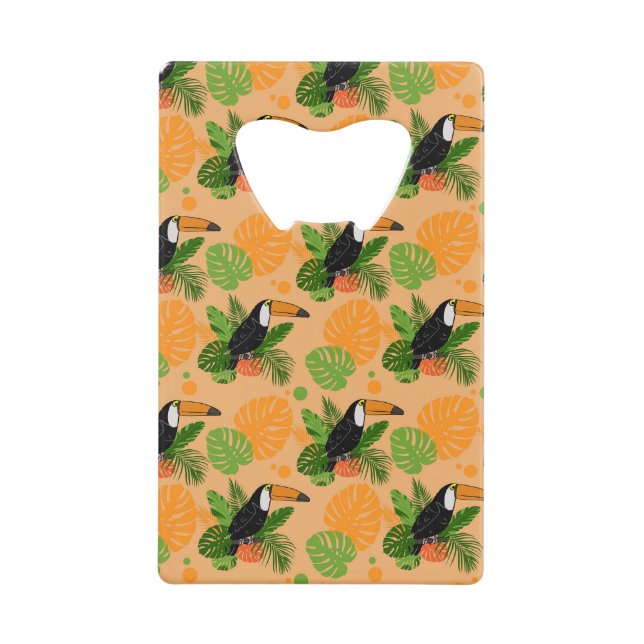 Tropischer Toucan Bird Nahtloses Muster Geldbeutel Flaschenöffner (Vorderseite)