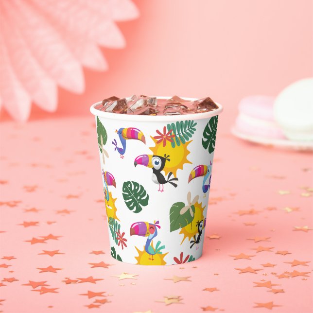 Tropischer Toucan Cluster Paper Cup Pappbecher (Insitu)