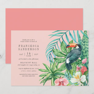 Tropischer Touch & Blume Rosa Brautparty Einladung