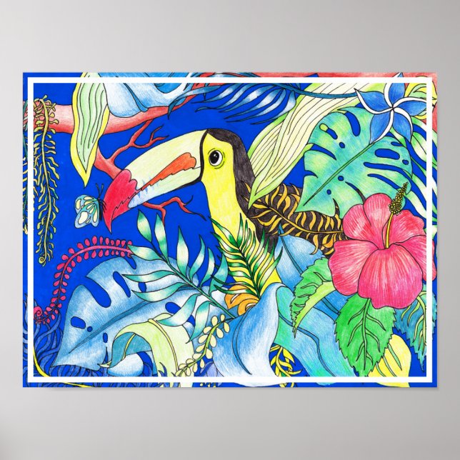 Tropischer Touch & Dschungelfoliage Poster (Vorne)