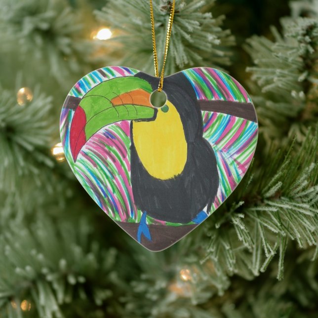 Tropischer Toukan Keramik Ornament (Baum)