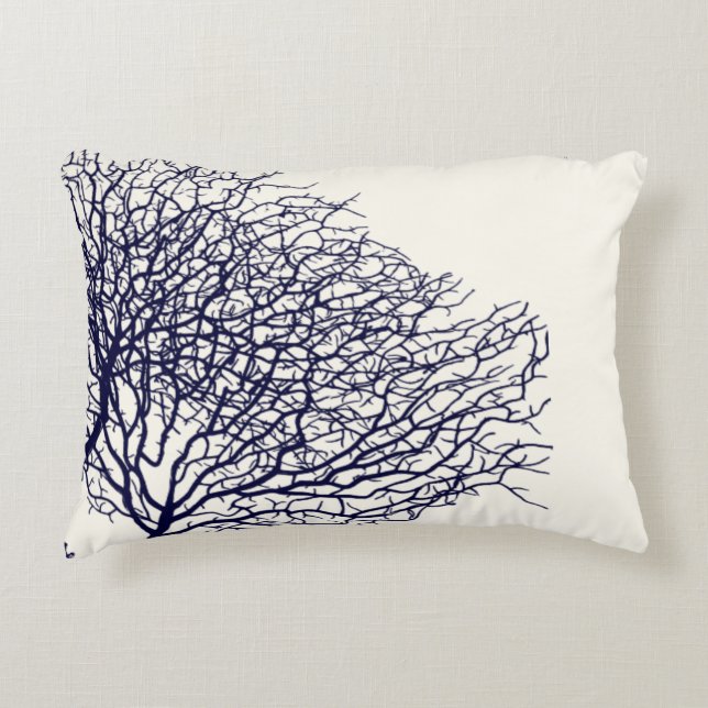 Tropischer Tree Korallenriff Blue White Beach Dekokissen (Vorderseite)