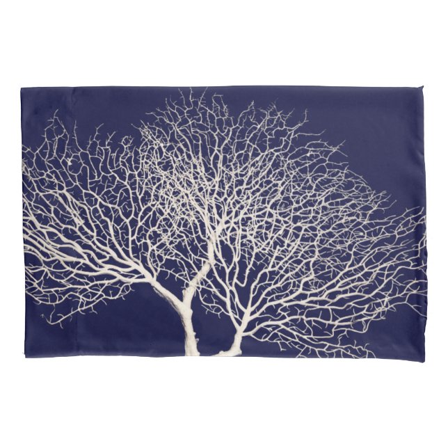 Tropischer Tree Korallenweißer Blauer Strand der M Kissenbezug (Vorderseite-Links)