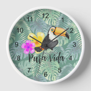 Tropischer Tukan Pura Vida Design Wanduhr