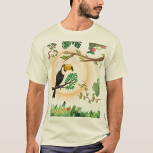 Tropischer Tukan-Vogel & Dschungelblätter Ästhetik T-Shirt