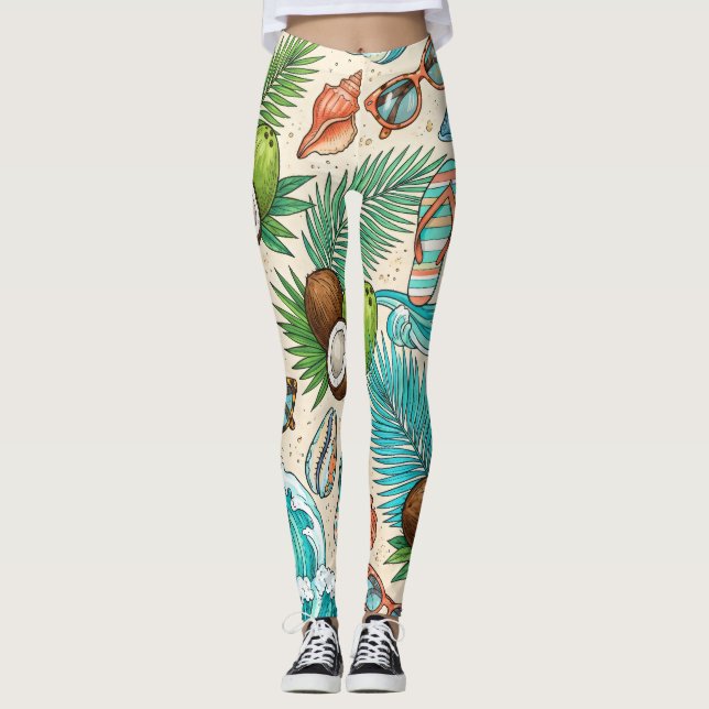 Tropischer Urlaub. Leggings (Vorderseite)