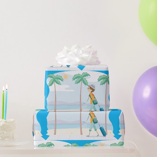 Tropischer Urlaub Reisende Spaß Beach Reisen Geschenkpapier (Von Creator hochgeladen)