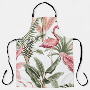 Tropischer vintage rosa Flamingo, Bananenbäume un Schürze