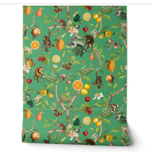 Tropischer Vintager Affen Gartenanlage Chinoiserie Tapete
