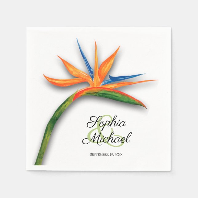 Tropischer Vogel des Paradieses Botanische Hochzei Serviette (Vorderseite)