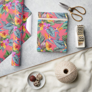 Tropischer Vogel des Paradieses und des Orchideen Geschenkpapier