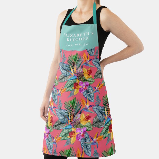 Tropischer Vogel des Paradieses und des Orchideen  Schürze (InSitu)