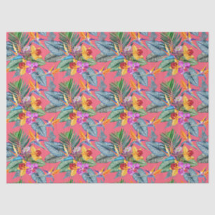 Tropischer Vogel des Paradieses und des Orchideen Seidenpapier