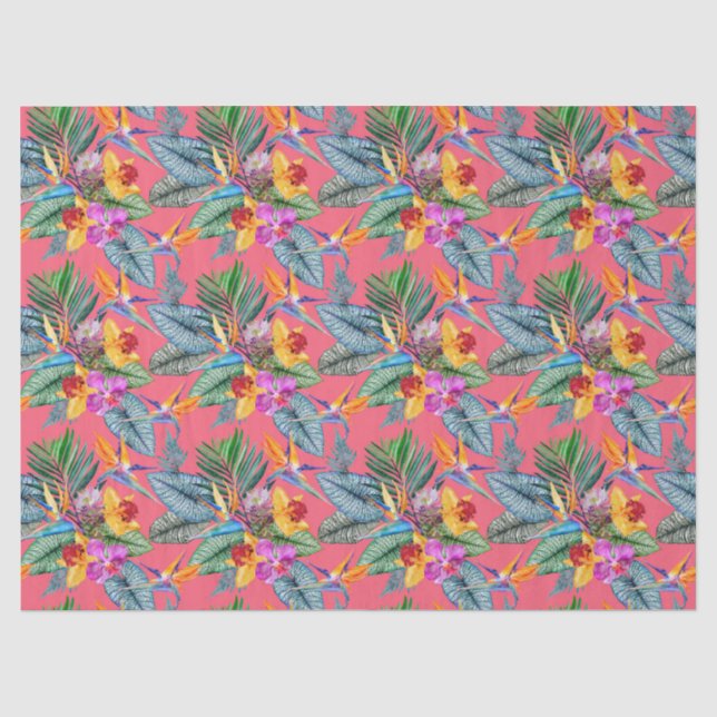 Tropischer Vogel des Paradieses und des Orchideen  Seidenpapier (Vorderseite)