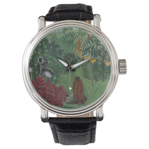 Tropischer Wald mit Affen Rousseau Uhr