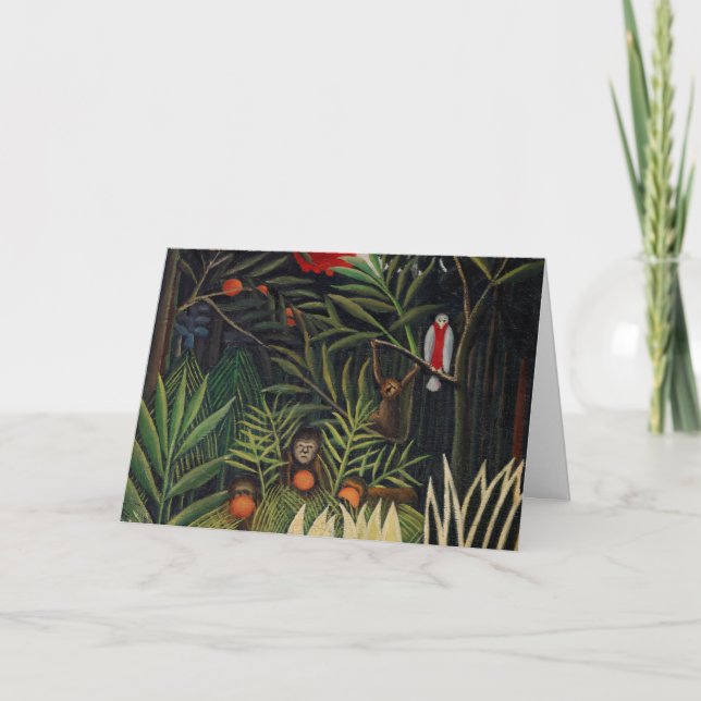 Tropischer Wald mit Affen von Henri Rousseau Karte (Vorderseite)