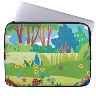 Tropischer Wald mit Blumen und Marienkäfern Laptopschutzhülle