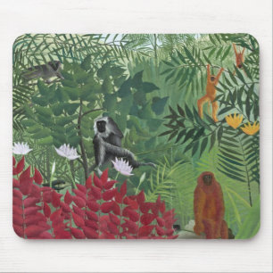 Tropischer Wald mit Monkeys, 1910 (Öl auf Mousepad