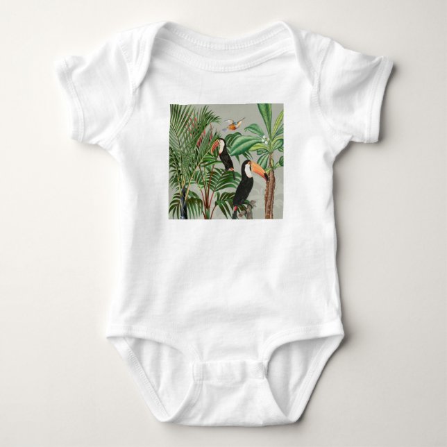Tropischer Wald & Toucan Birds Baby Strampler (Vorderseite)