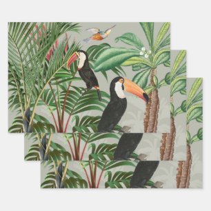 Tropischer Wald & Toucan Birds Geschenkpapier Set