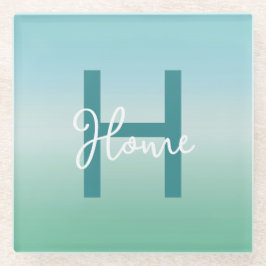 Tropischer Wasser Gradient Monogramm Name  Glasuntersetzer