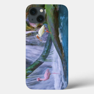 Tropischer Wasserfall, Flamingo und IBIS iPhone 13 Hülle