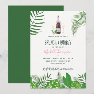 Tropischer Wasserfarben-Brunch & Champagner-Jungge Einladung