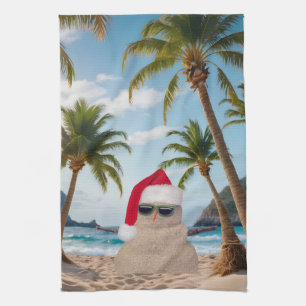 Tropischer Weihnachts Sandmann Geschirrtuch