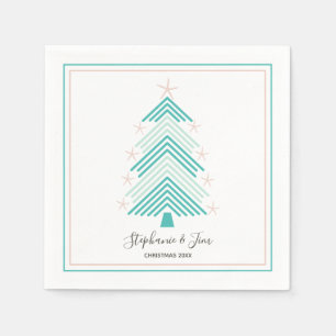Tropischer Weihnachtsbaum Rosa Starfish Party Serviette