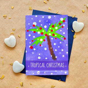 Tropischer Weihnachtsbaum Schnee Punkte Frohe Weih Feiertagspostkarte
