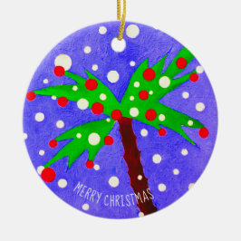 Tropischer Weihnachtsbaumschnee schneidet Frohe We Keramik Ornament