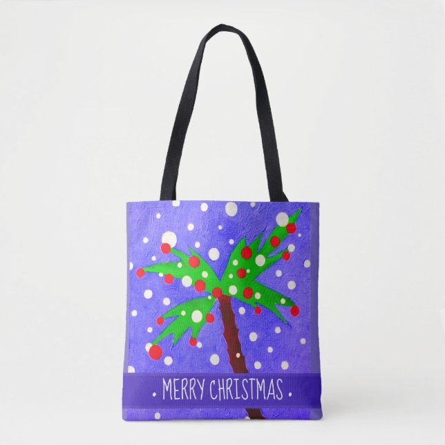 Tropischer Weihnachtsbaumschnee schneidet Frohe We Tasche (Vorderseite)