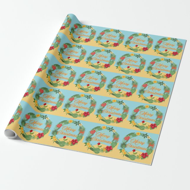 Tropischer Weihnachtskranz Geschenkpapier (Ungerollt)