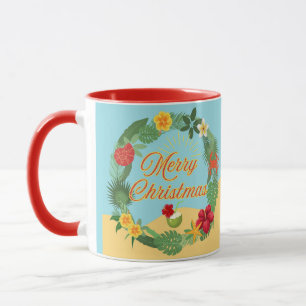 Tropischer Weihnachtskranz Tasse