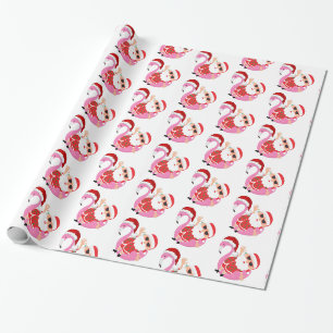 Tropischer Weihnachtsmann-Flamingo-Weihnachten Geschenkpapier