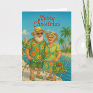 Tropischer Weihnachtsmann & Mrs. Claus Weihnachtsa Feiertagskarte