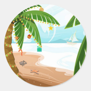 Tropischer Weihnachtssticker Runder Aufkleber