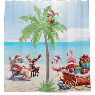 Tropischer Weihnachtsstrand Duschvorhang
