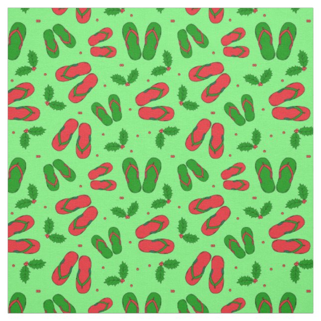 Tropischer Weihnachtsstrand Flip Flops und Holly Stoff (Muster)