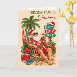 Tropischer Weihnachtsstrand Santa Retro Tropisch Karte