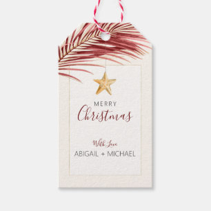 Tropischer Wein + Gold Aquarell Starfish Weihnacht Geschenkanhänger