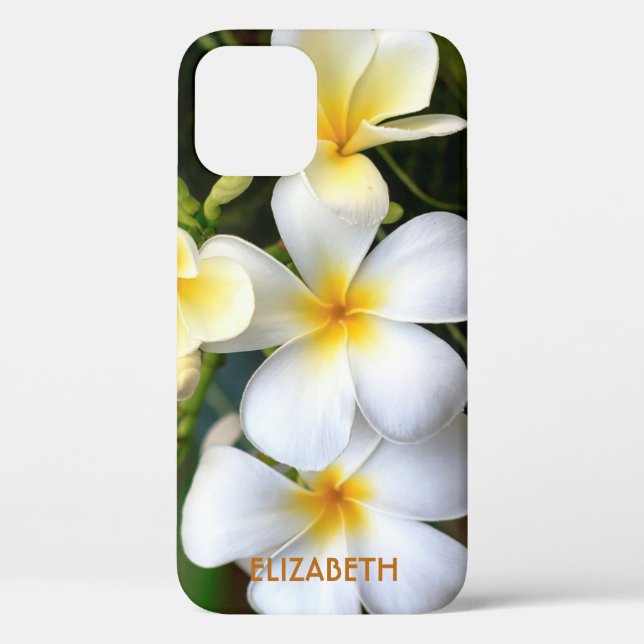 Tropischer weißer Plumeria Floral Name Personalisi Case-Mate iPhone Hülle (Rückseite)