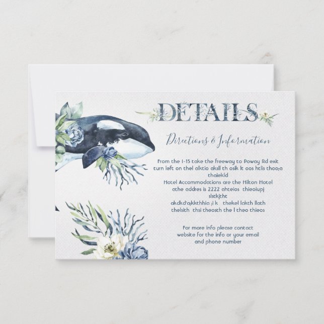 Tropischer Whale Hochzeit - Details Karte (Vorderseite)