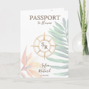 Tropischer Zielort Hochzeit Reisepass QR-Code Einladung