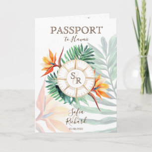 Tropischer Zielort Hochzeit Reisepass QR-Code Einladung